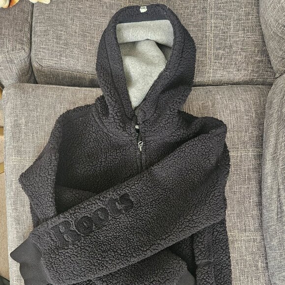 Youth Roots Black Sherpa Zip Up Hoodie - Picture 1 of 3